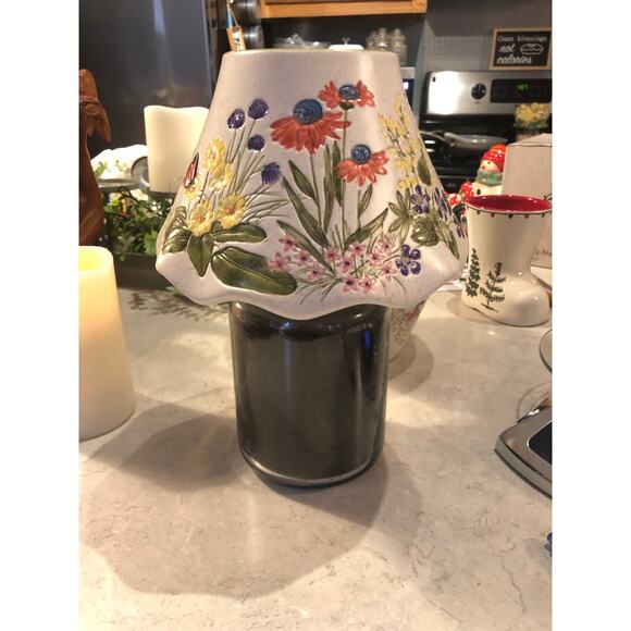 Yankee candle shade butterflies flowers hand-painted indented - Picture 4 of 8